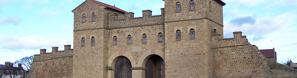 The reconstructed Roman gate at South Shields.